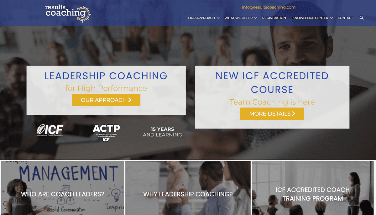 website screenshot for results coaching